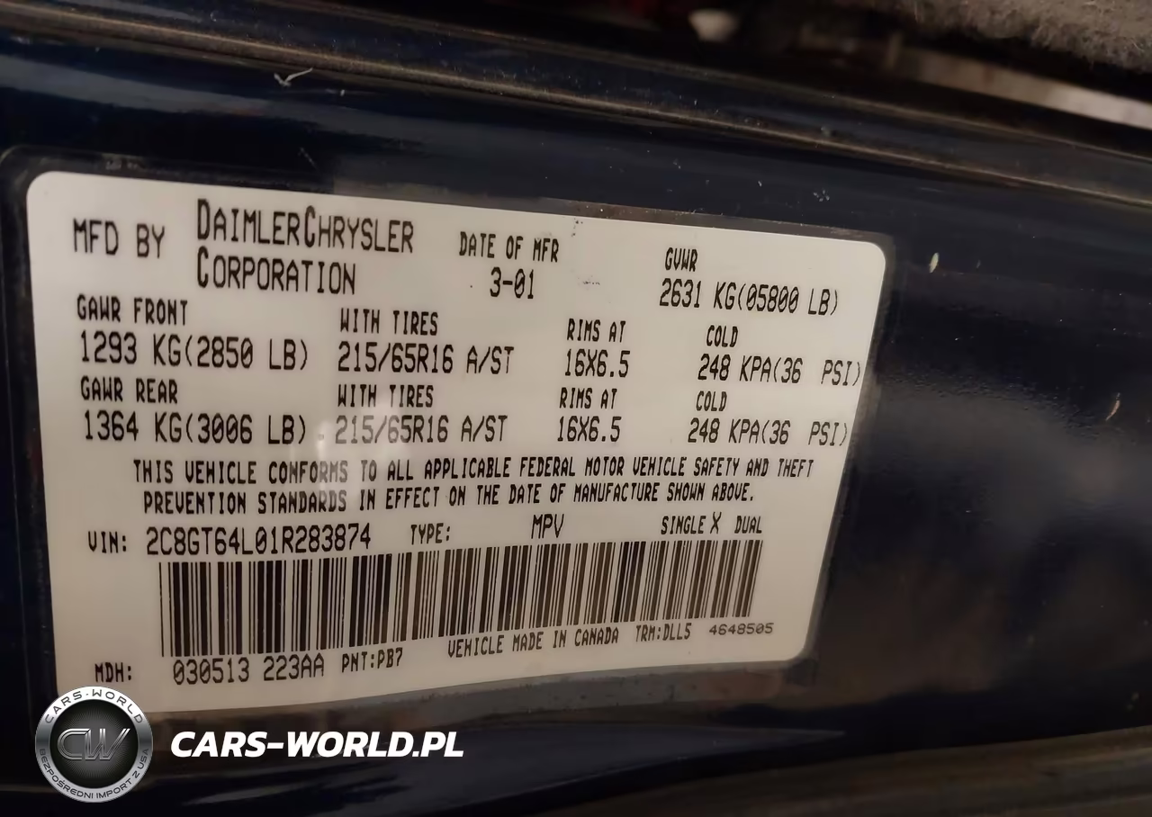 2001 Chrysler Town & Country Limited VIN:2C8GT64L01R283874 - 9