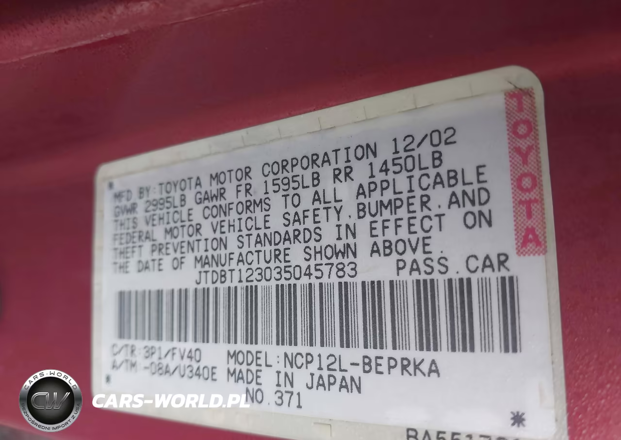2003 Toyota Echo VIN:JTDBT123035045783 - 9