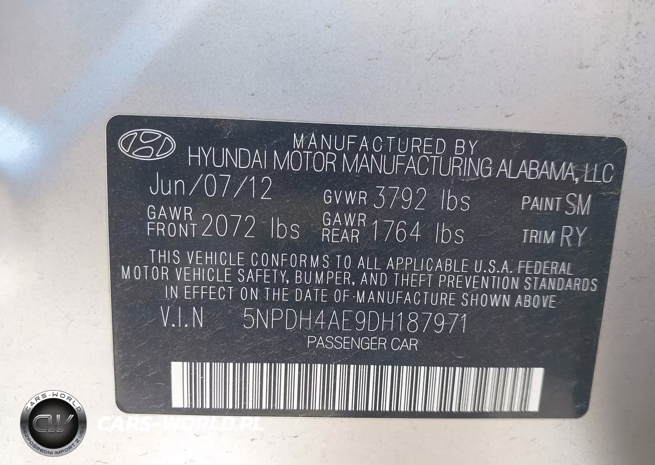 2013 Hyundai Elantra Limited VIN:5NPDH4AE9DH187971 - 9