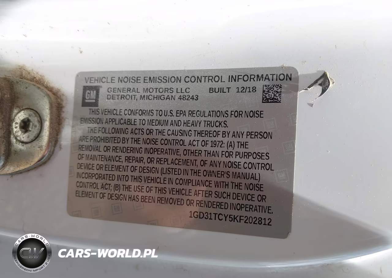 2019 GMC Sierra 3500Hd Chassis VIN:1GD31TCY5KF202812 - 8