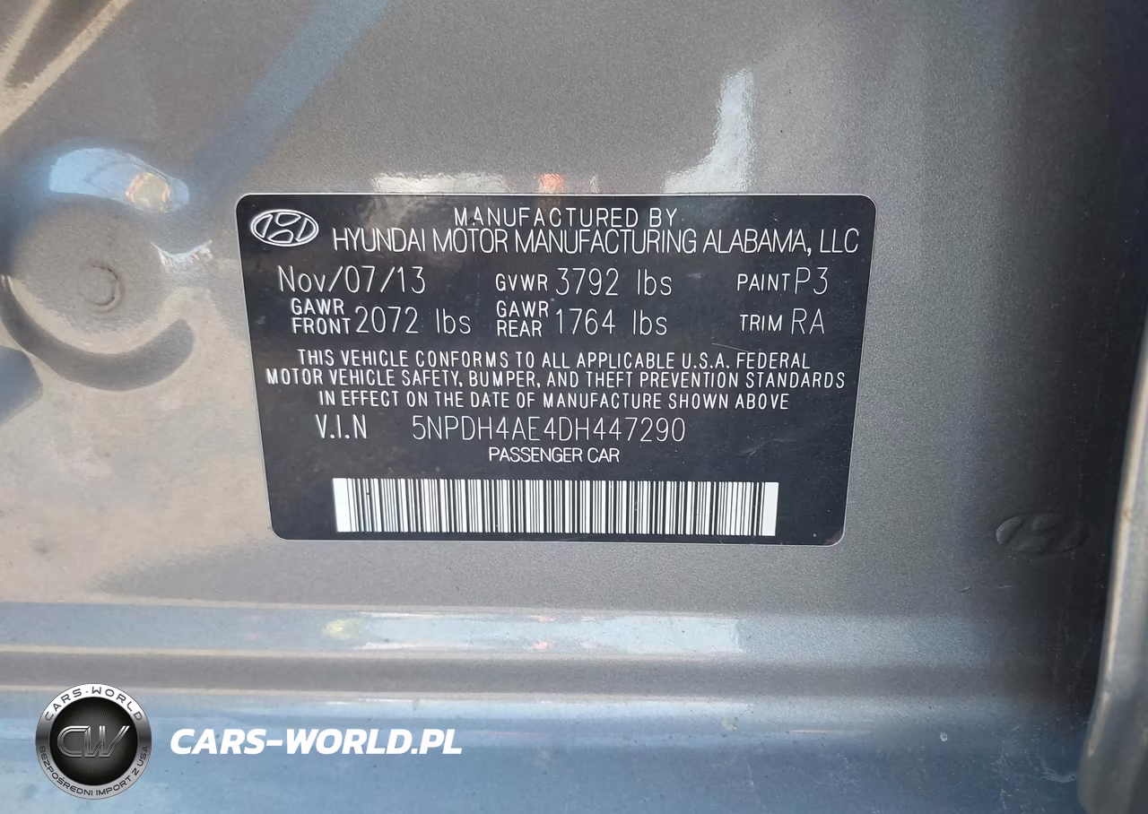 2013 Hyundai Elantra Limited VIN:5NPDH4AE4DH447290 - 9