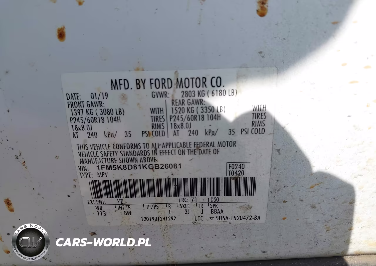 2019 Ford Explorer Xlt VIN:1FM5K8D81KGB26081 - 9