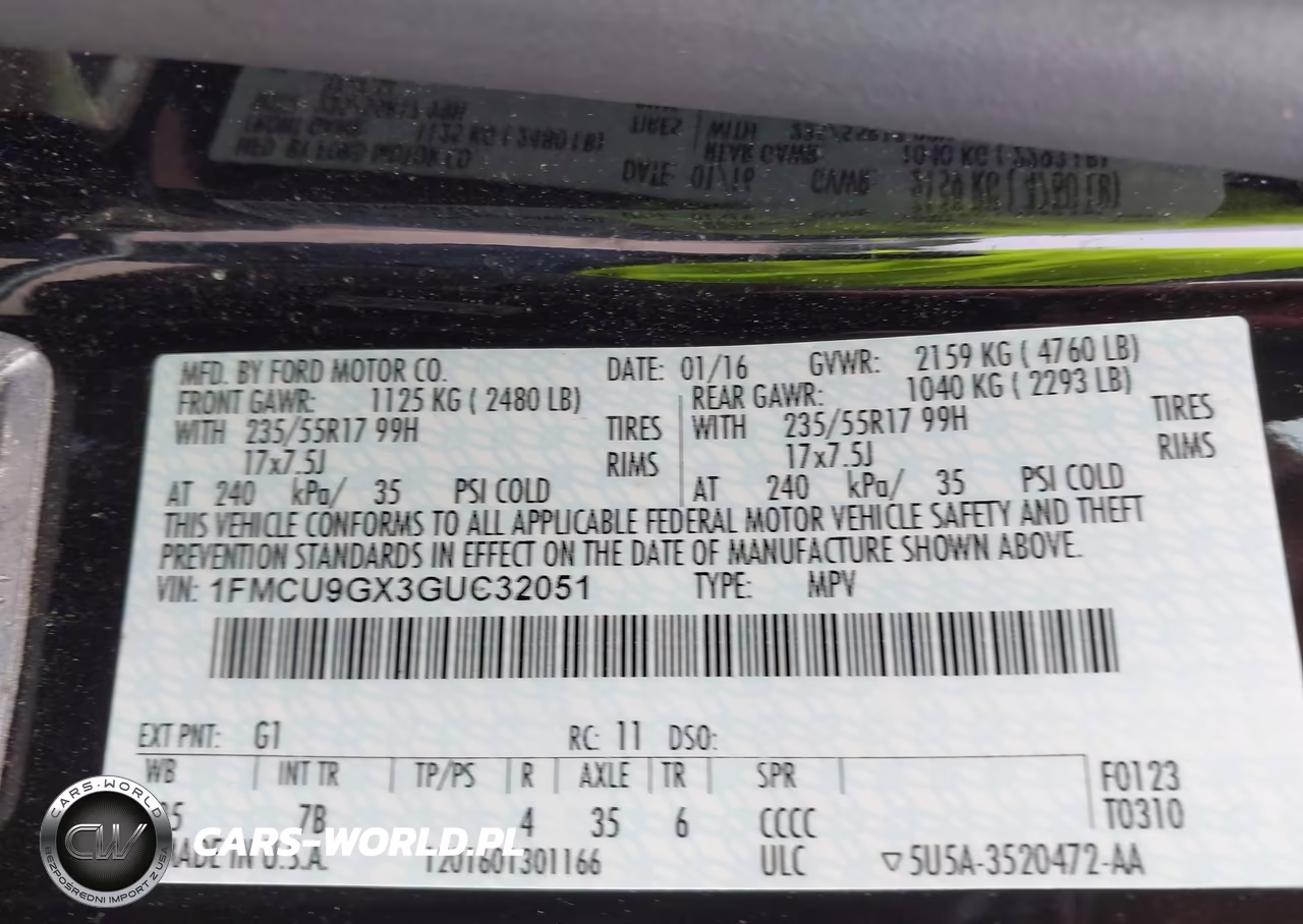 2016 Ford Escape Se VIN:1FMCU9GX3GUC32051 - 9