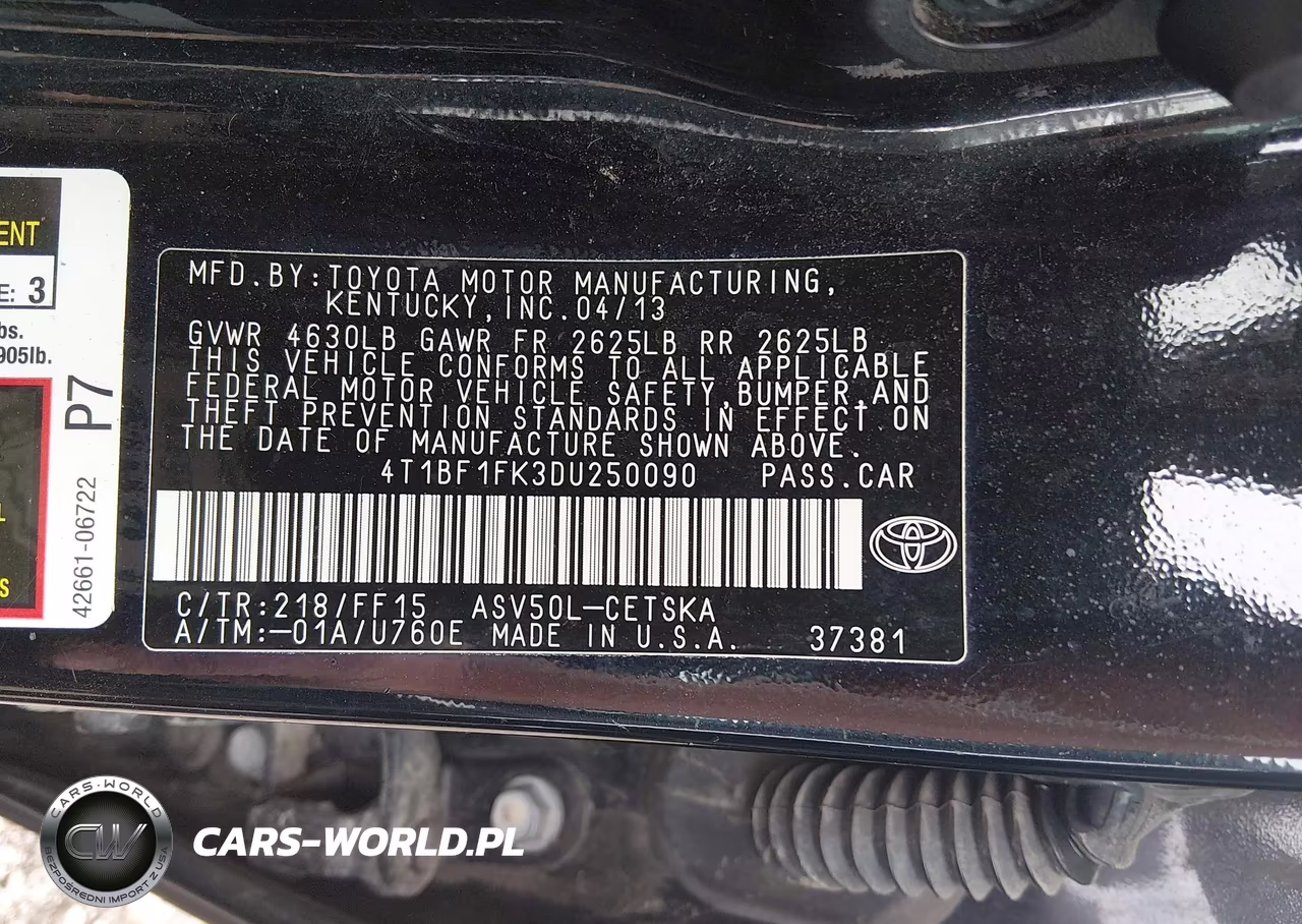 2013 Toyota Camry Se VIN:4T1BF1FK3DU250090 - 9