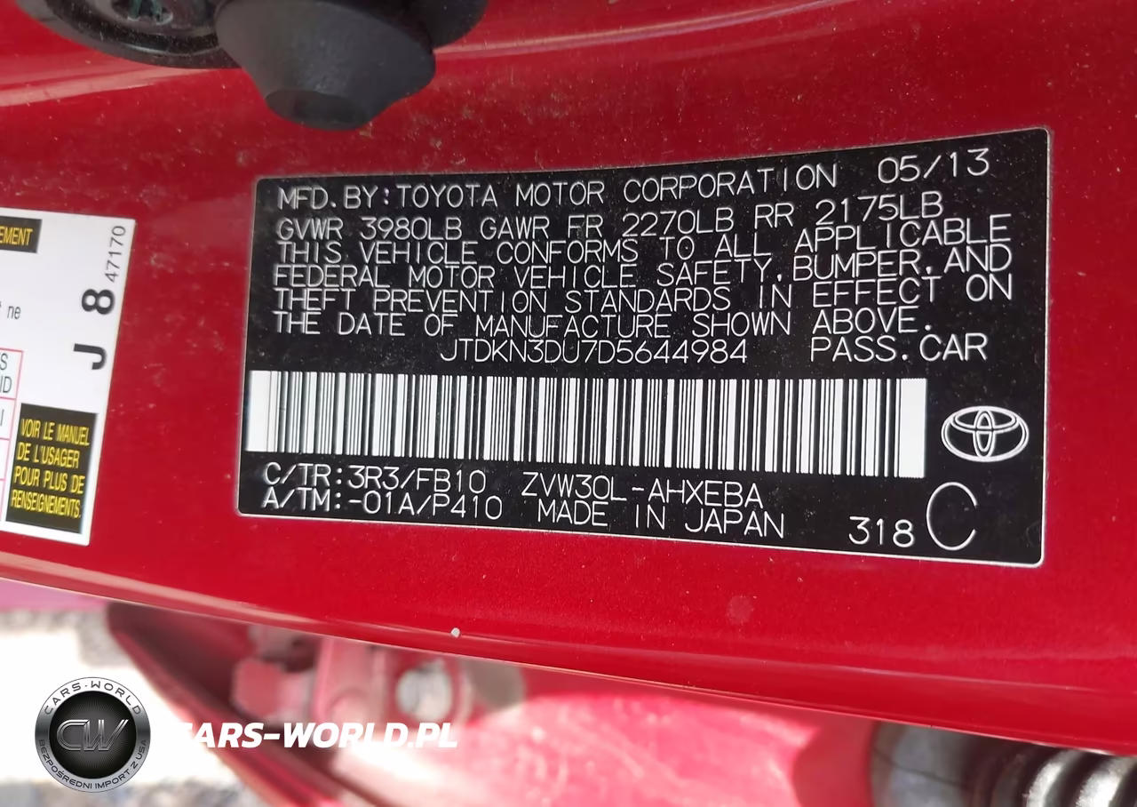 2013 Toyota Prius Two VIN:JTDKN3DU7D5644984 - 9
