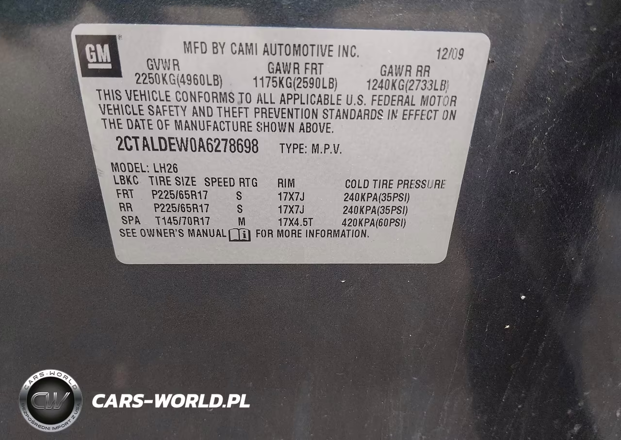 2010 GMC Terrain Sle-2 VIN:2CTALDEW0A6278698 - 9
