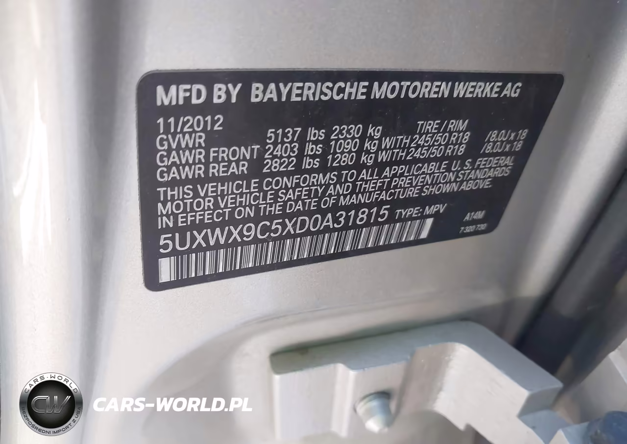 2013 BMW X3 xDrive28I VIN:5UXWX9C5XD0A31815 - 9