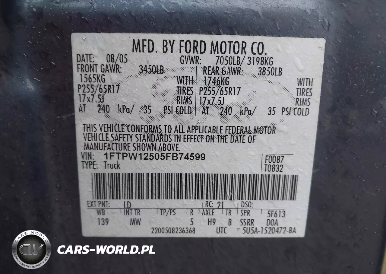 2005 Ford F-150 Lariat-Xlt VIN:1FTPW12505FB74599 - 9