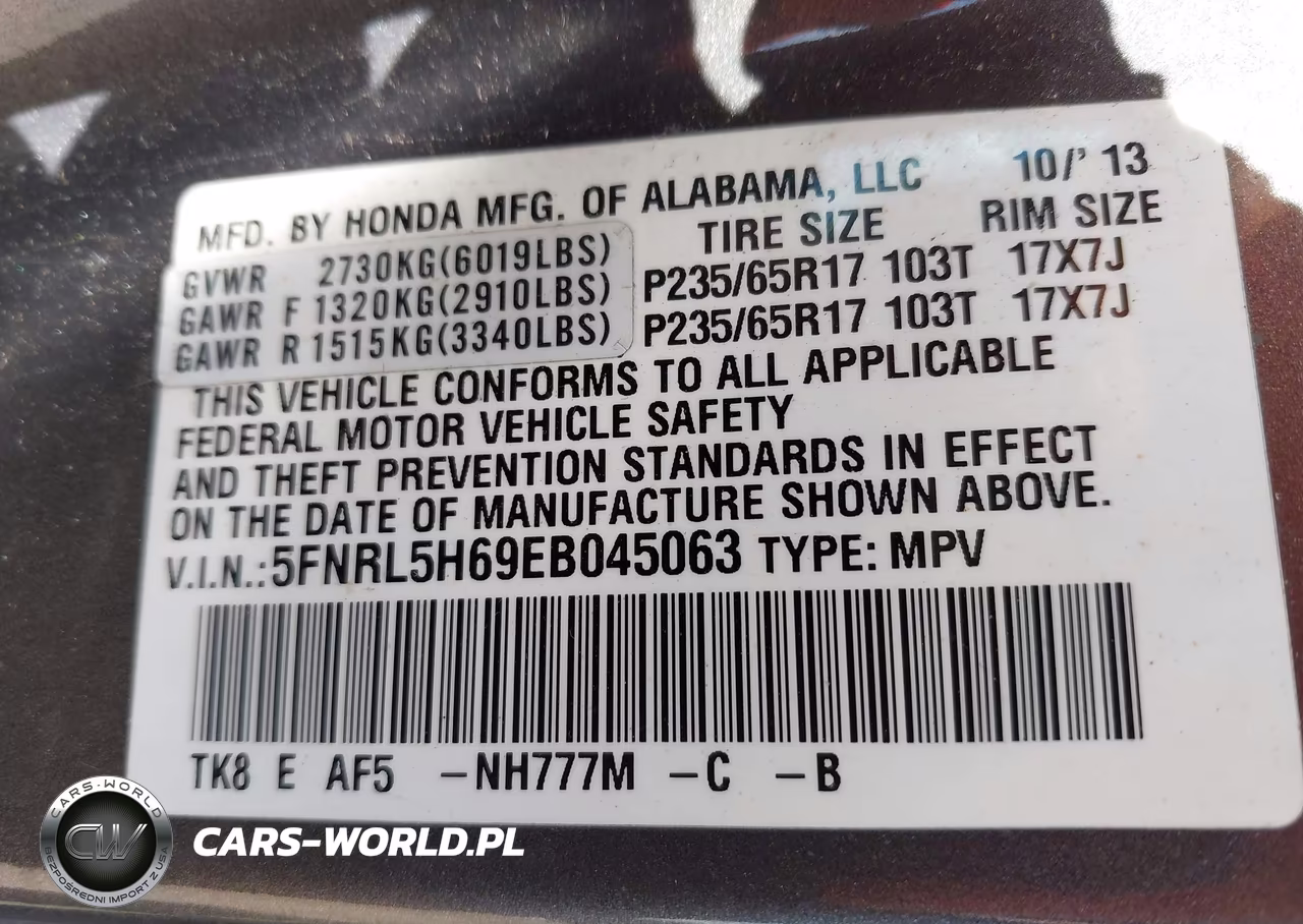 2014 Honda Odyssey Ex-L VIN:5FNRL5H69EB045063 - 9