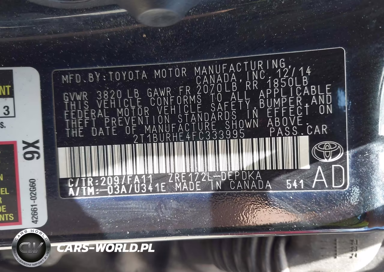 2015 Toyota Corolla L VIN:2T1BURHE4FC333995 - 9
