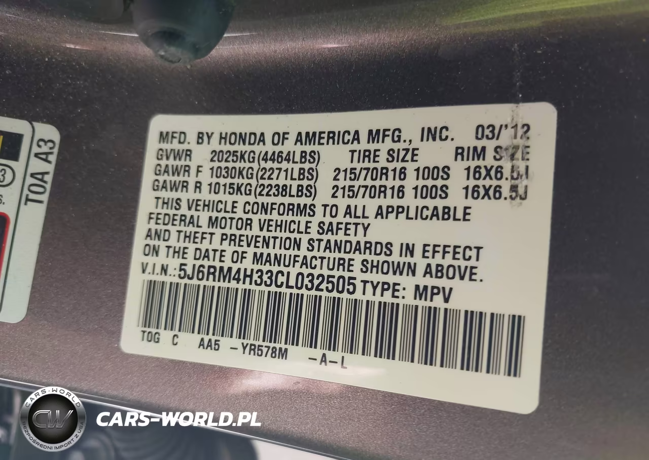 2012 Honda Cr-V Lx VIN:5J6RM4H33CL032505 - 9