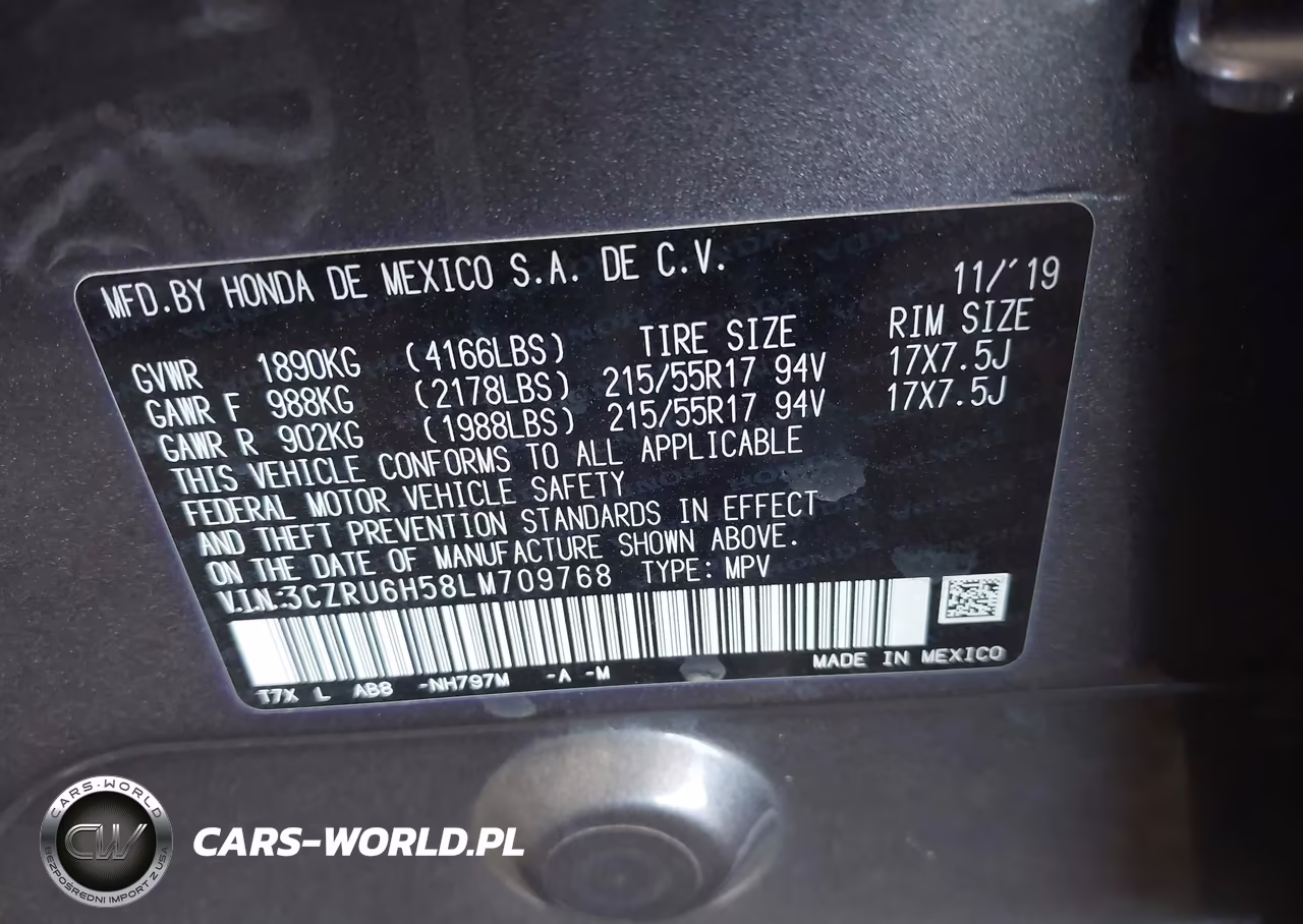 2020 Honda Hr-V Awd Ex VIN:3CZRU6H58LM709768 - 9