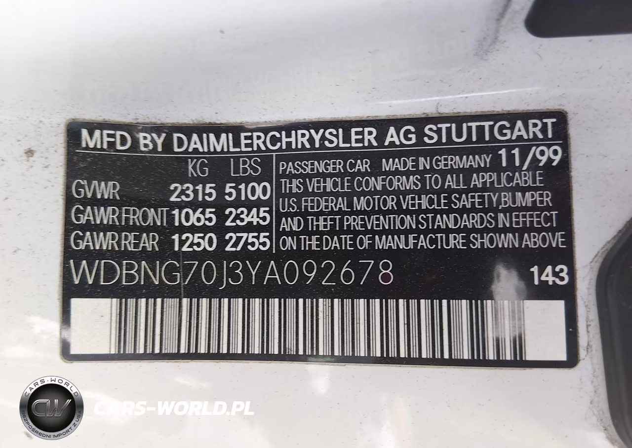 2000 Mercedes-Benz S 430 VIN:WDBNG70J3YA092678 - 9