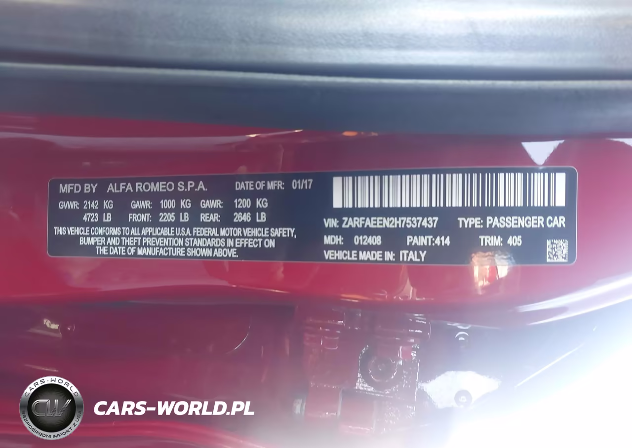 2017 Alfa Romeo Giulia Ti Awd VIN:ZARFAEEN2H7537437 - 9