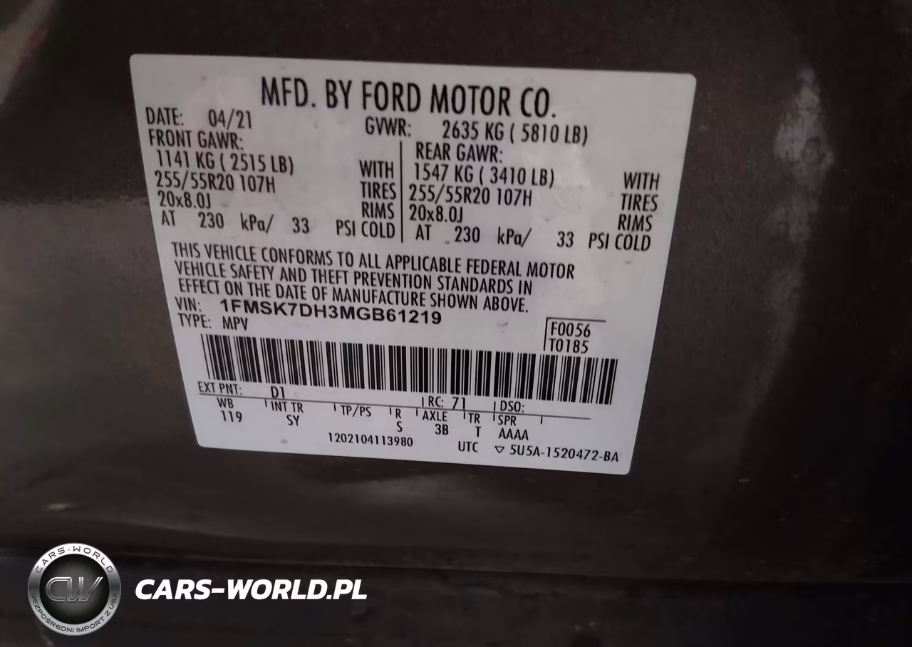 2021 Ford Explorer Xlt VIN:1FMSK7DH3MGB61219 - 9