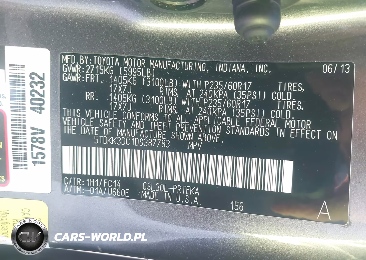 2013 Toyota Sienna Le V6 8 Passenger VIN:5TDKK3DC1DS387783 - 9
