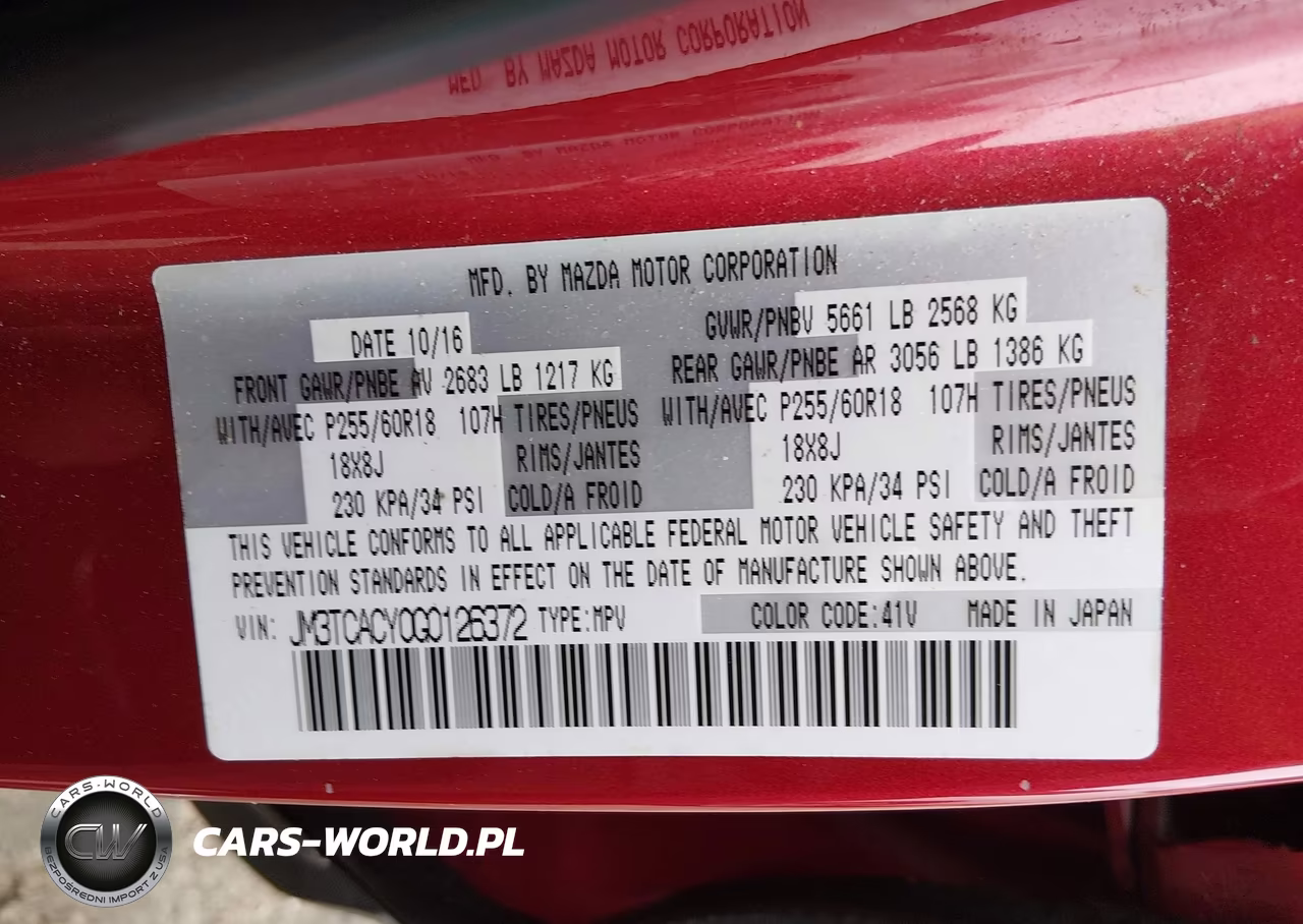 2016 Mazda Cx-9 Touring VIN:JM3TCACY0G0126372 - 9