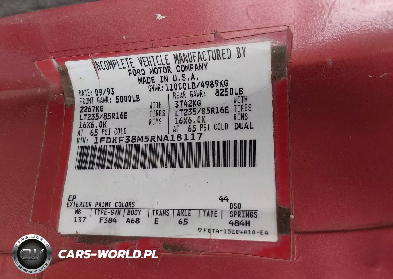 1994 Ford F350 VIN:1FDKF38M5RNA18117 - 9
