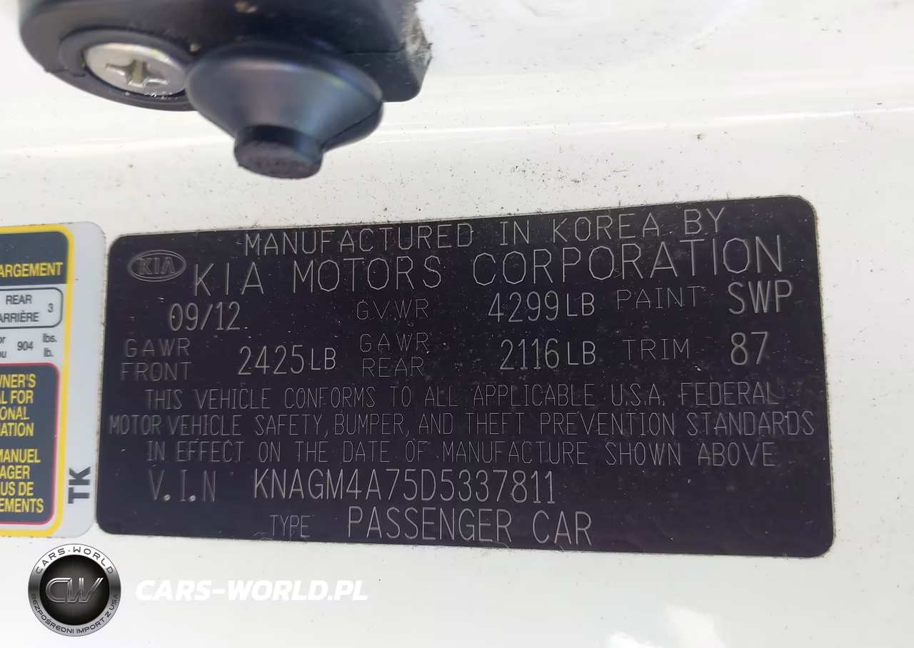 2013 Kia Optima Lx VIN:KNAGM4A75D5337811 - 9