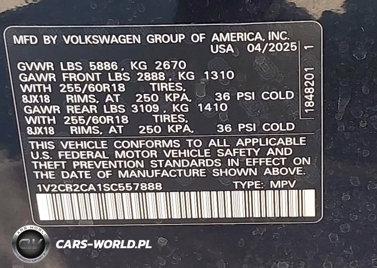 2025 Volkswagen Atlas 2.0T Peak Edition VIN:1V2CR2CA1SC557888 - 9