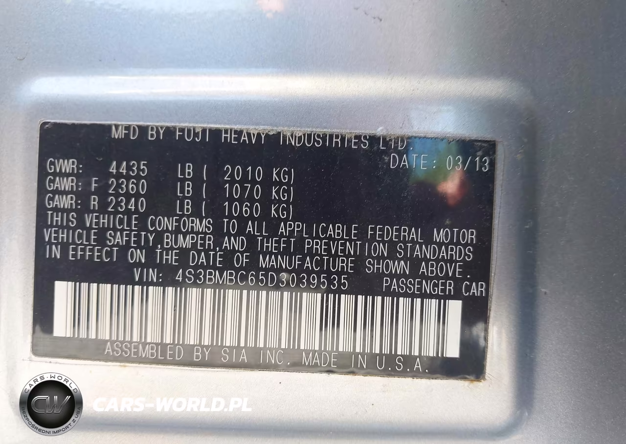 2013 Subaru Legacy 2.5I Premium VIN:4S3BMBC65D3039535 - 9