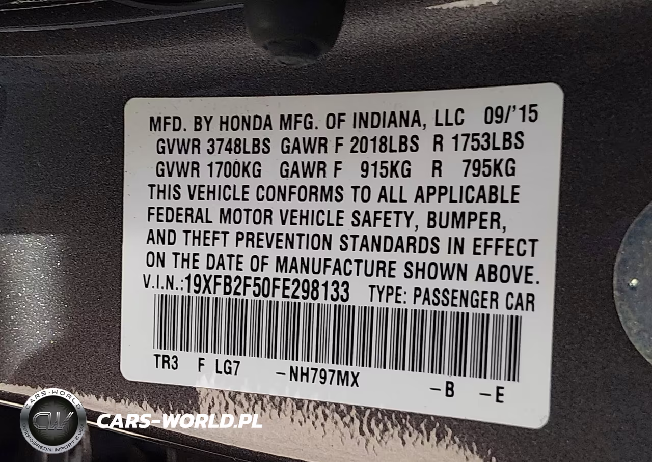 2015 Honda Civic Lx VIN:19XFB2F50FE298133 - 9