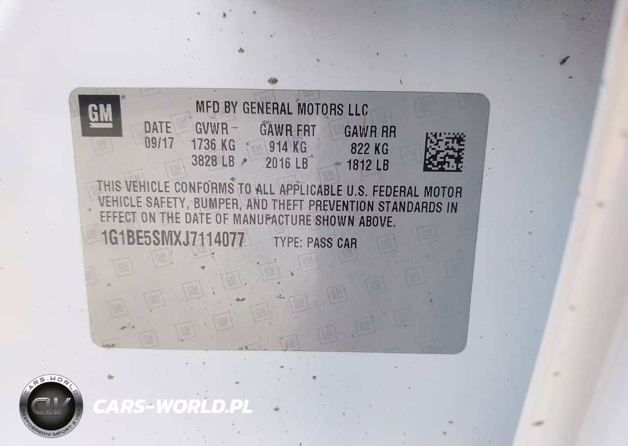 2018 Chevrolet Cruze Lt Auto VIN:1G1BE5SMXJ7114077 - 9