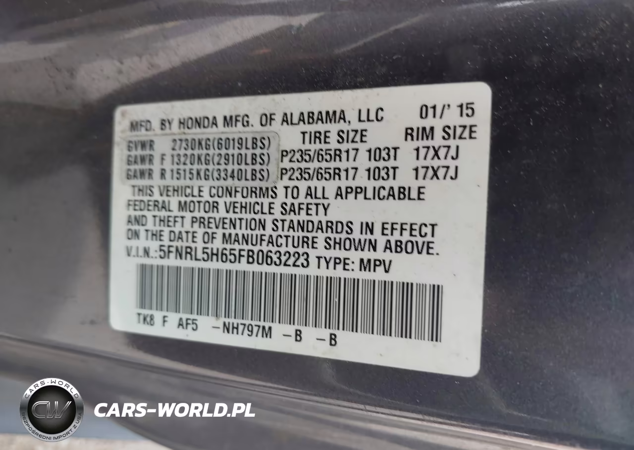 2015 Honda Odyssey Ex-L VIN:5FNRL5H65FB063223 - 9