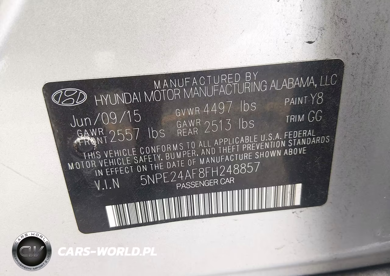2015 Hyundai Sonata Se VIN:5NPE24AF8FH248857 - 9