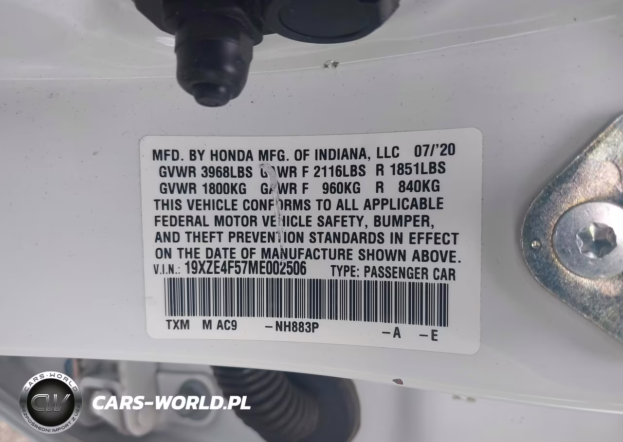 2021 Honda Insight Ex VIN:19XZE4F57ME002506 - 9
