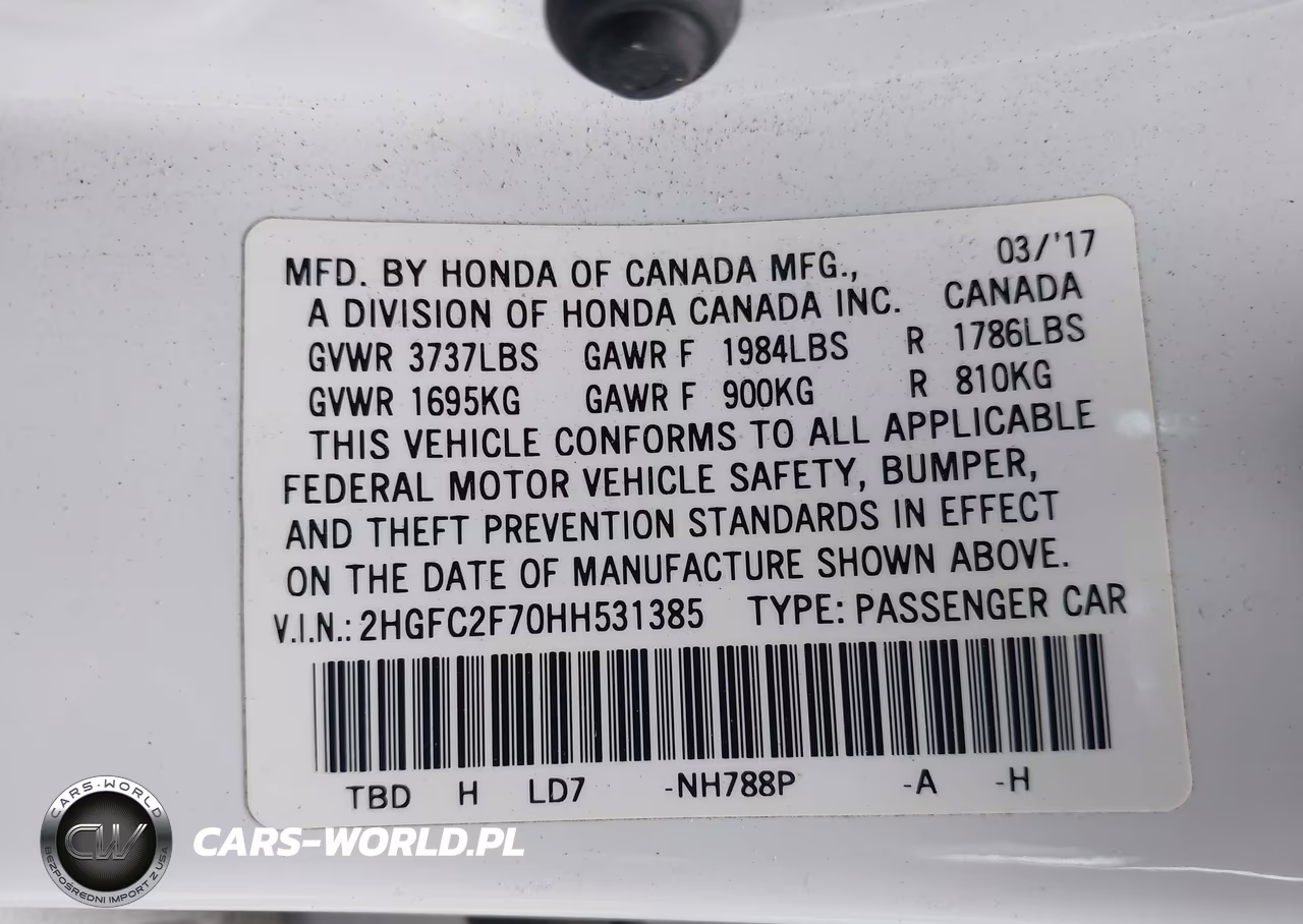 2017 Honda Civic Ex VIN:2HGFC2F70HH531385 - 9
