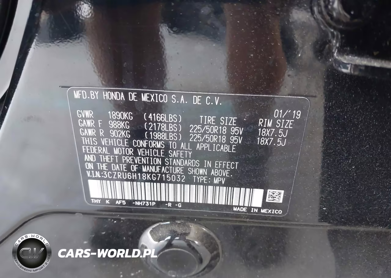 2019 Honda Hr-V Sport VIN:3CZRU6H18KG715032 - 9