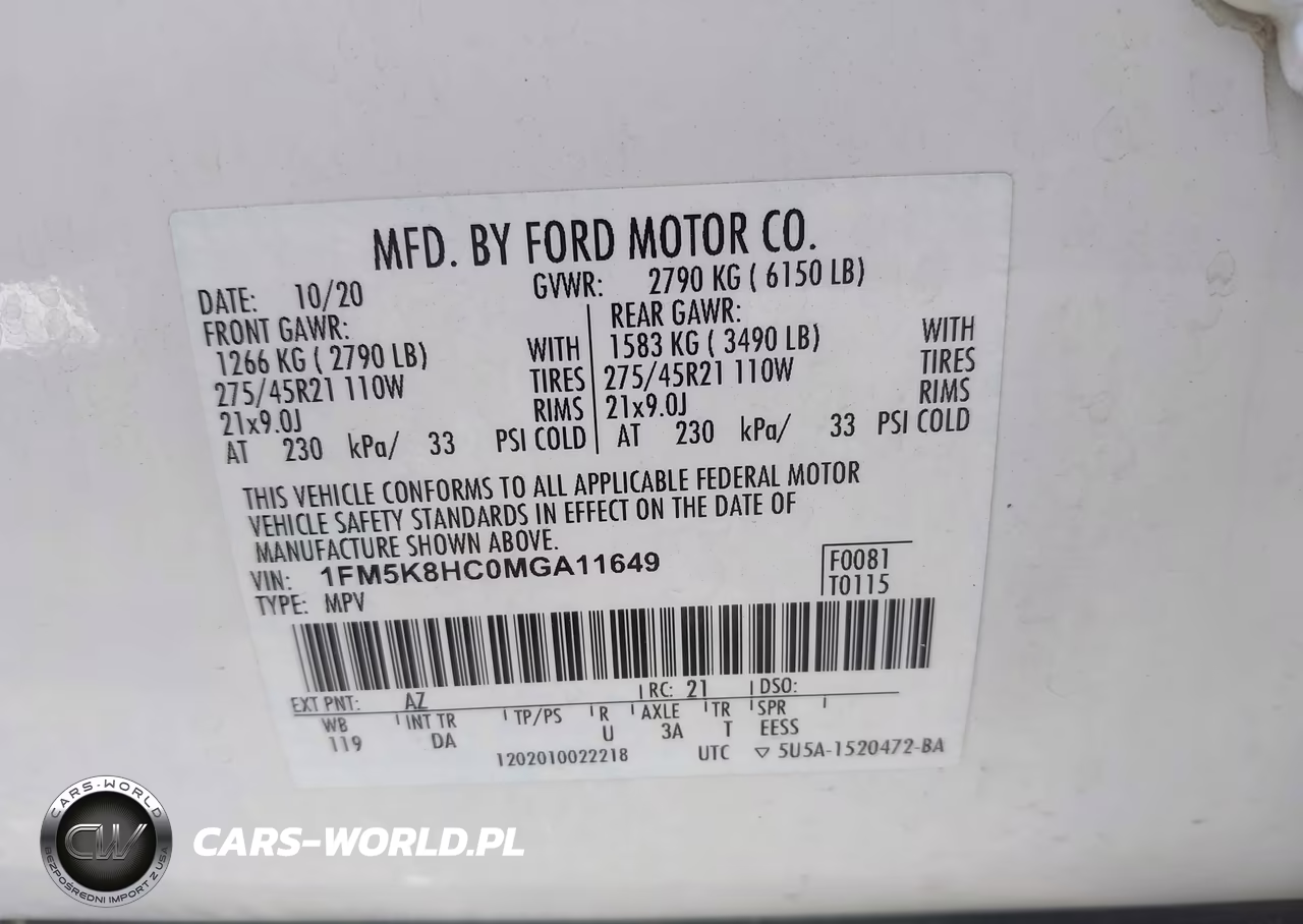 2021 Ford Explorer Platinum VIN:1FM5K8HC0MGA11649 - 9