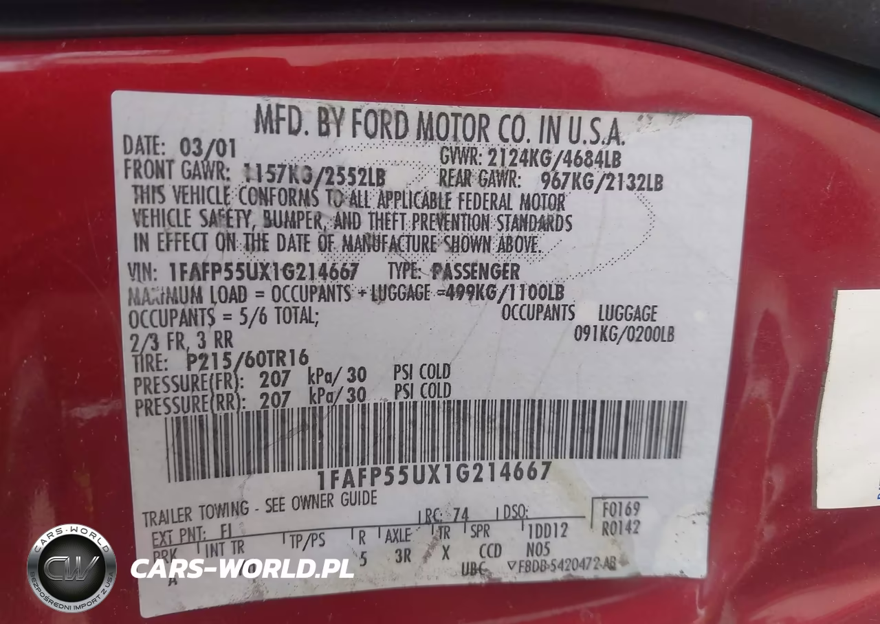 2001 Ford Taurus Ses VIN:1FAFP55UX1G214667 - 9