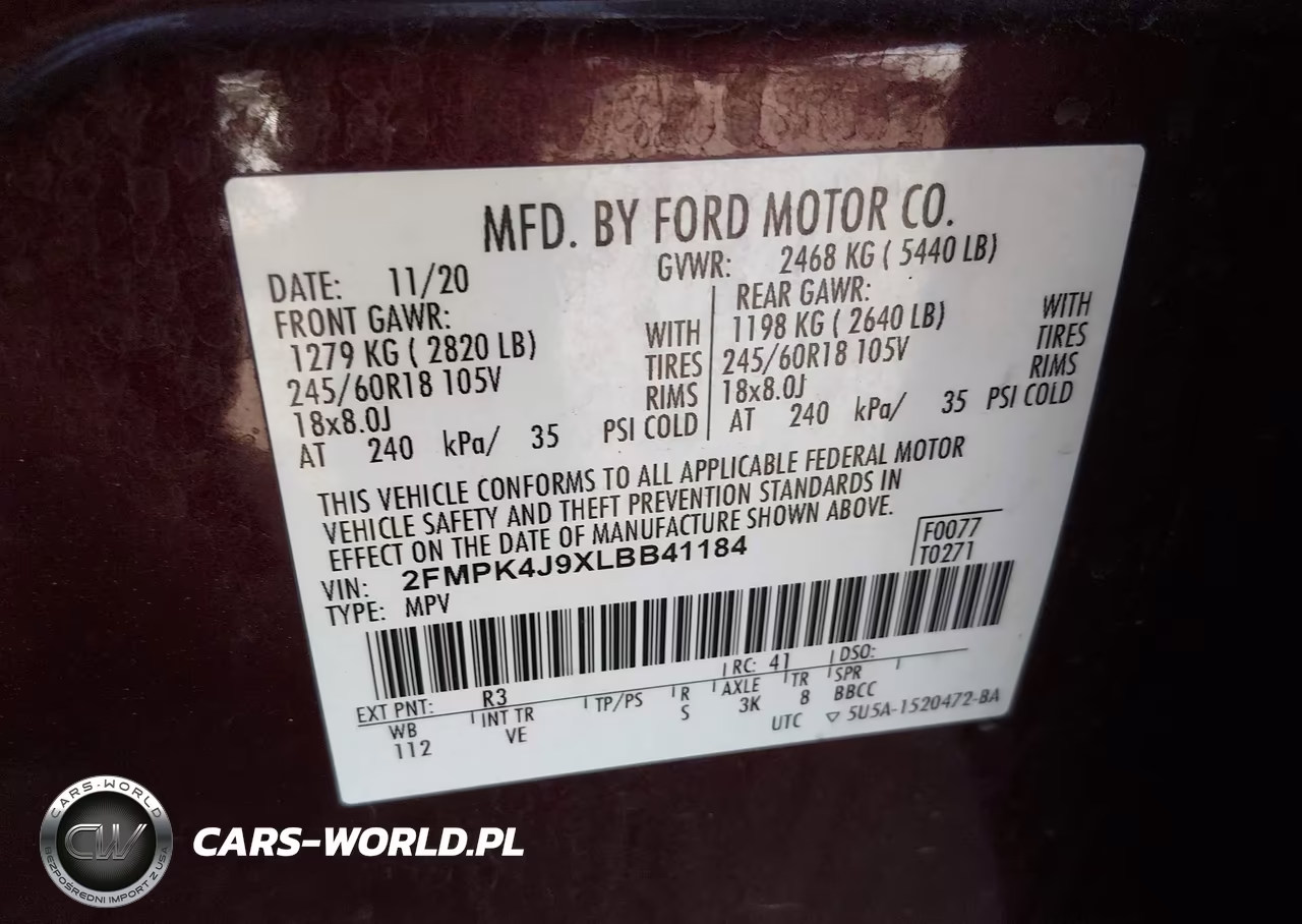 2020 Ford Edge Sel VIN:2FMPK4J9XLBB41184 - 9