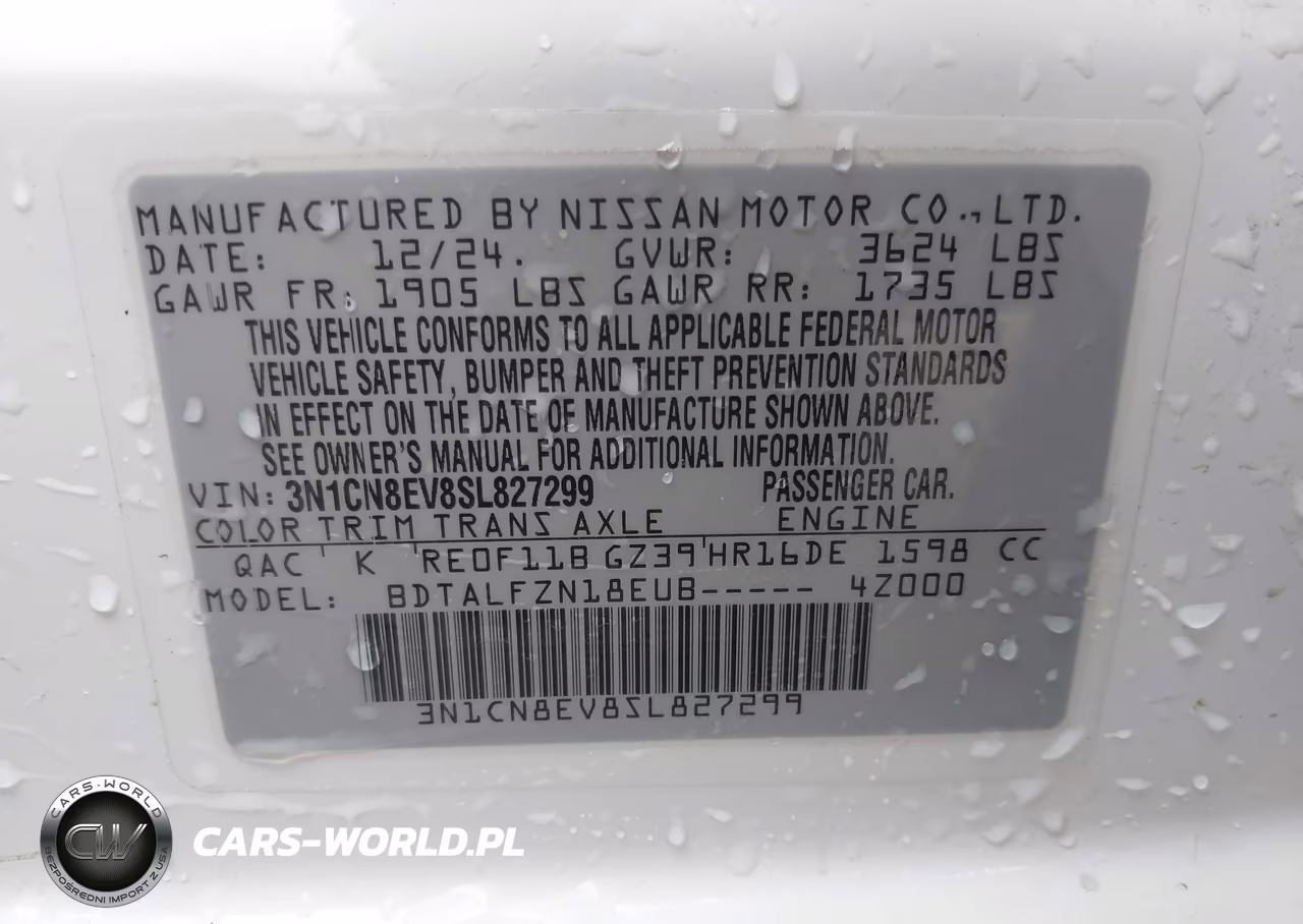 2025 Nissan Versa 1.6 Sv VIN:3N1CN8EV8SL827299 - 9