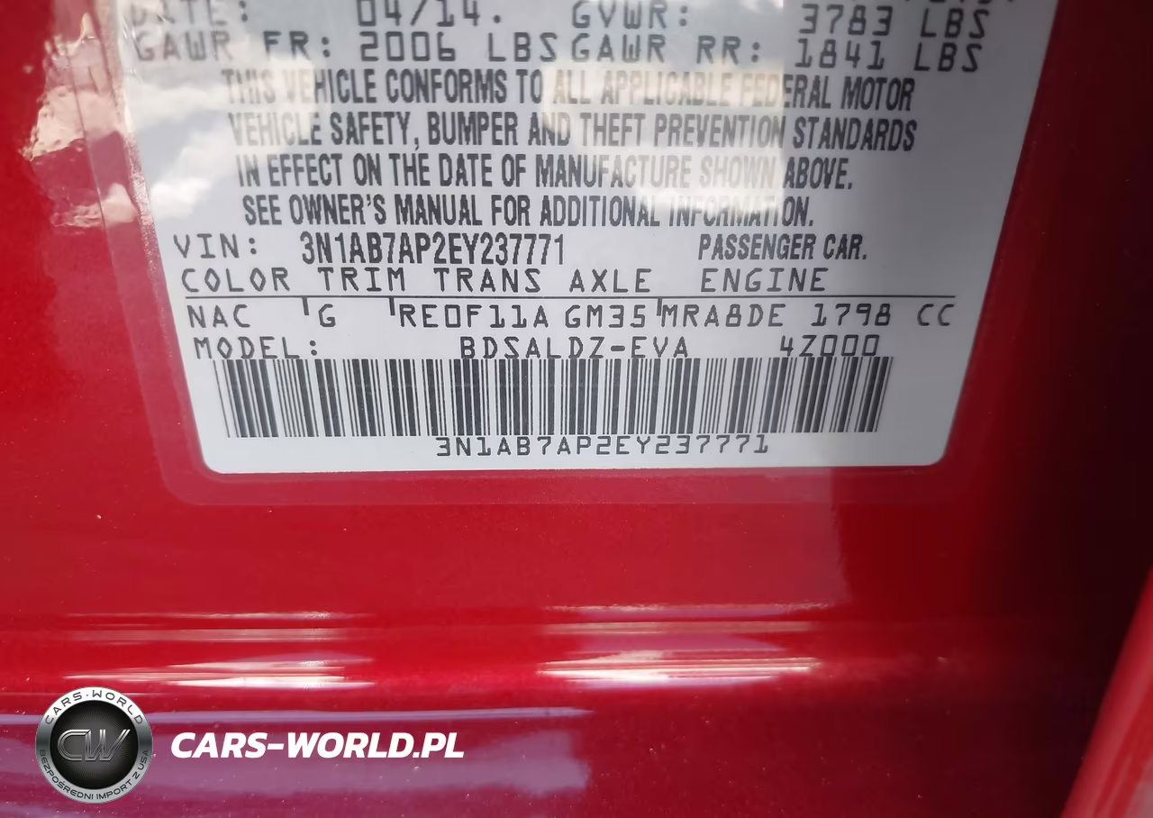 2014 Nissan Sentra Fe+ S-Fe+ Sv-S-Sl-Sr-Sv VIN:3N1AB7AP2EY237771 - 9