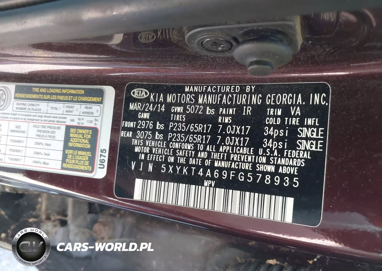 2015 Kia Sorento Lx VIN:5XYKT4A69FG578935 - 9