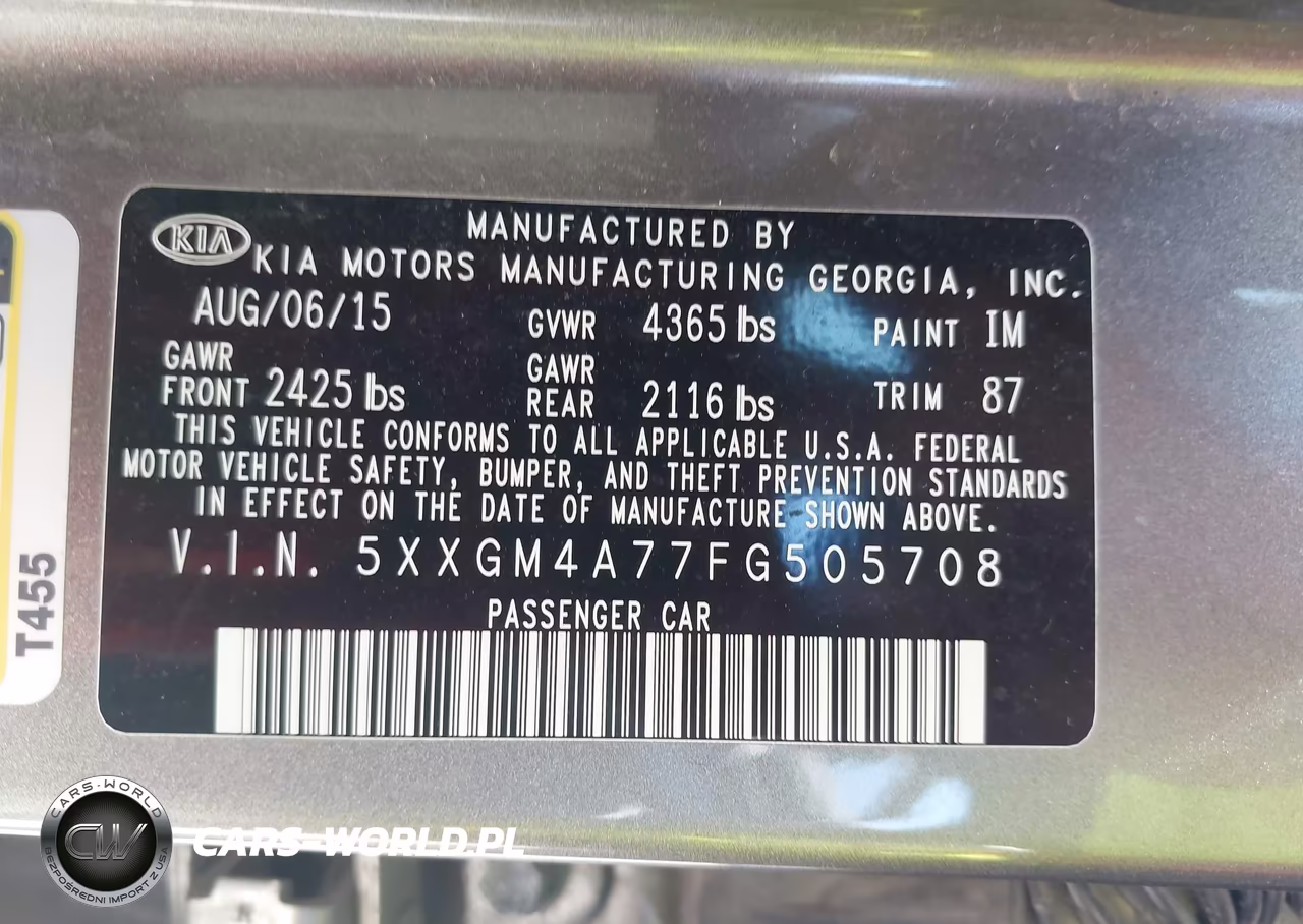 2015 Kia Optima Lx VIN:5XXGM4A77FG505708 - 9