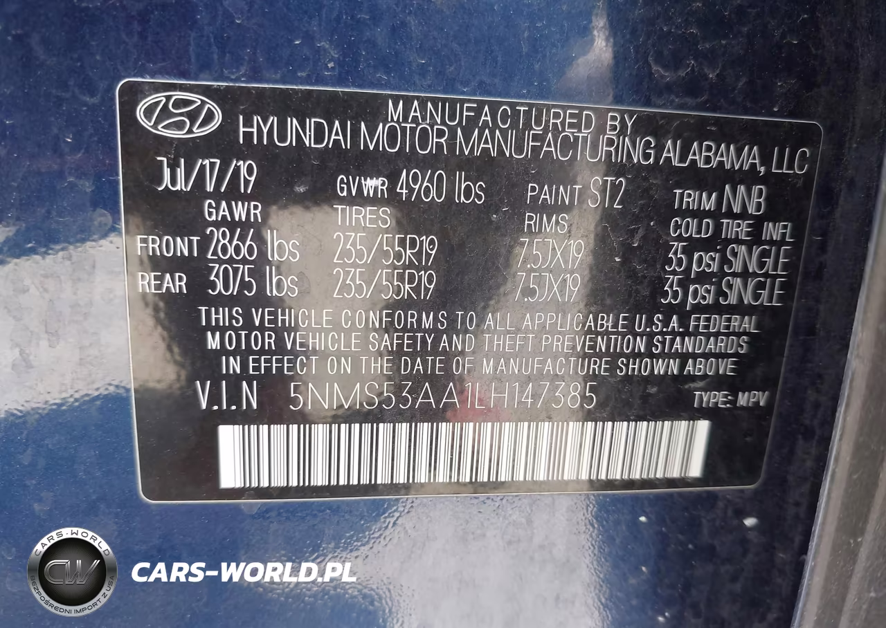 2020 Hyundai Santa Fe Limited 2.0T VIN:5NMS53AA1LH147385 - 9