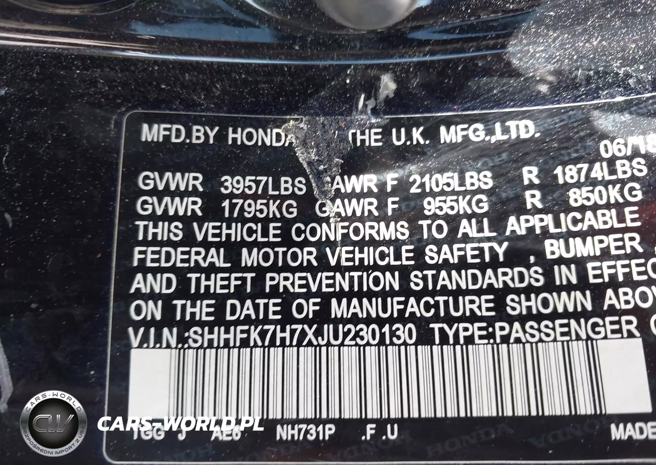 2018 Honda Civic Ex-L VIN:SHHFK7H7XJU230130 - 9