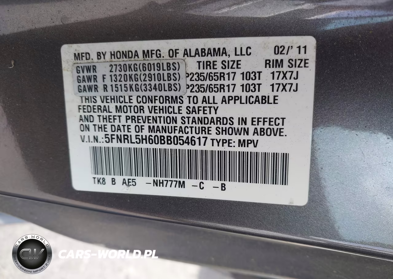 2011 Honda Odyssey Ex-L VIN:5FNRL5H60BB054617 - 9