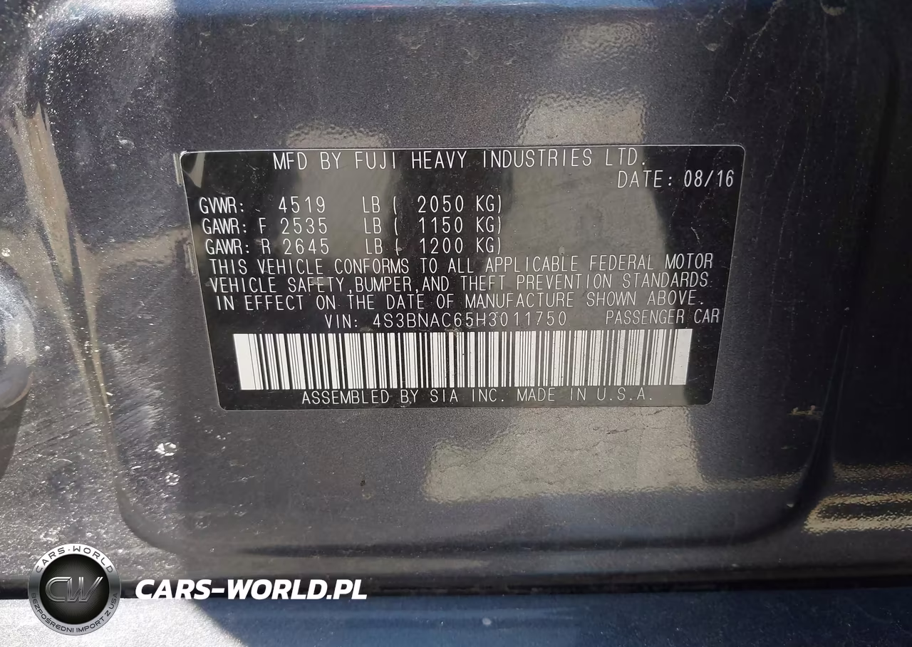2017 Subaru Legacy 2.5I Premium VIN:4S3BNAC65H3011750 - 9