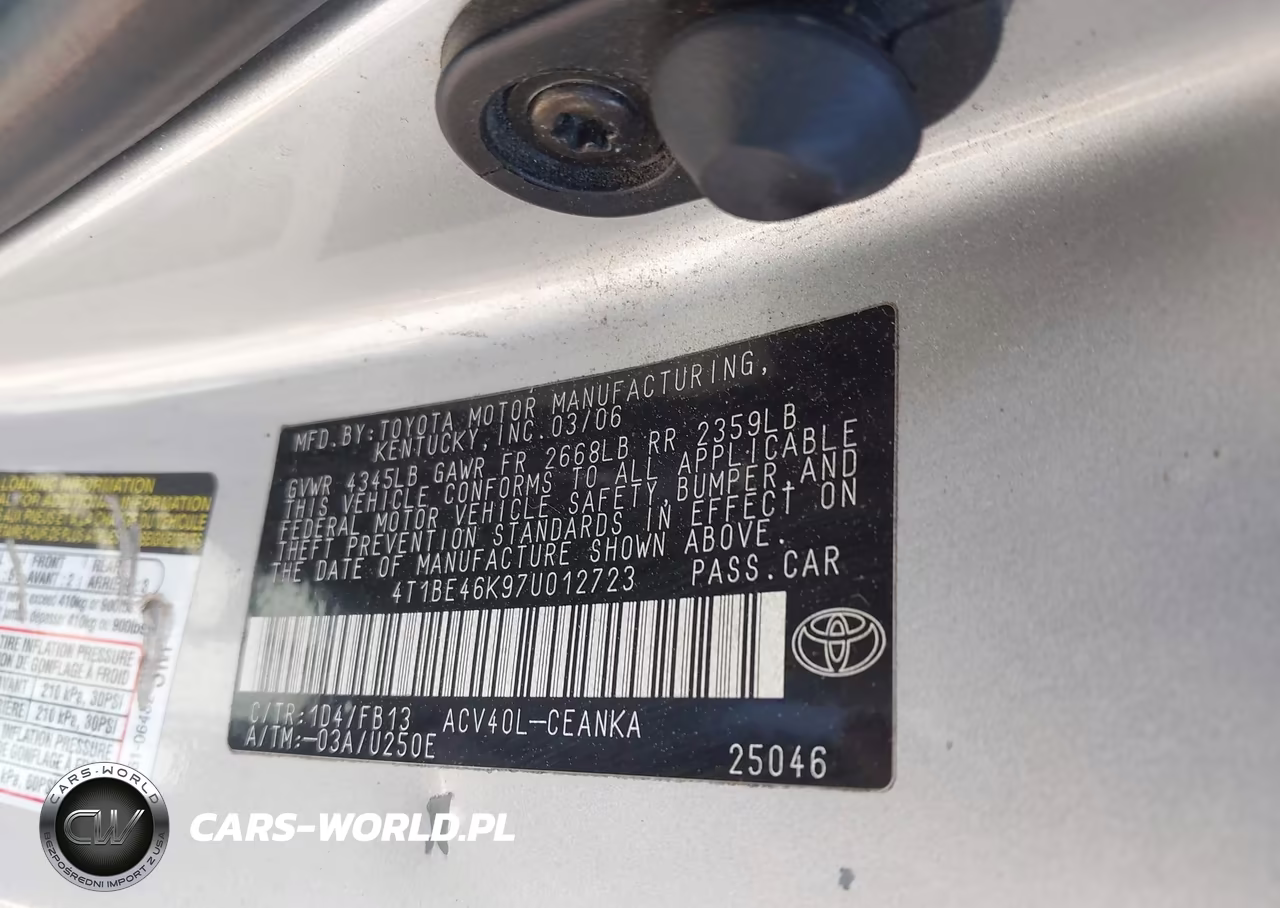 2007 Toyota Camry Le VIN:4T1BE46K97U012723 - 9