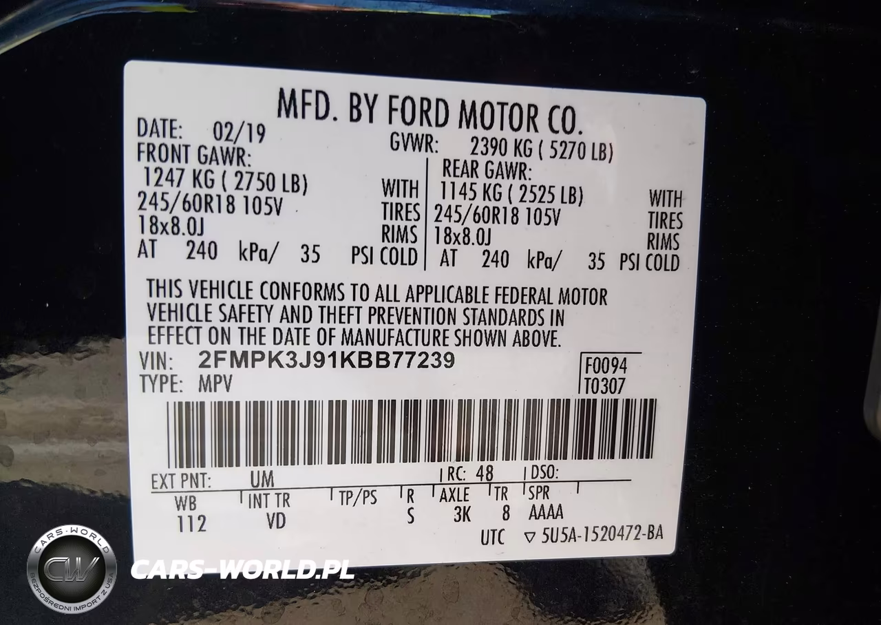 2019 Ford Edge Sel VIN:2FMPK3J91KBB77239 - 9