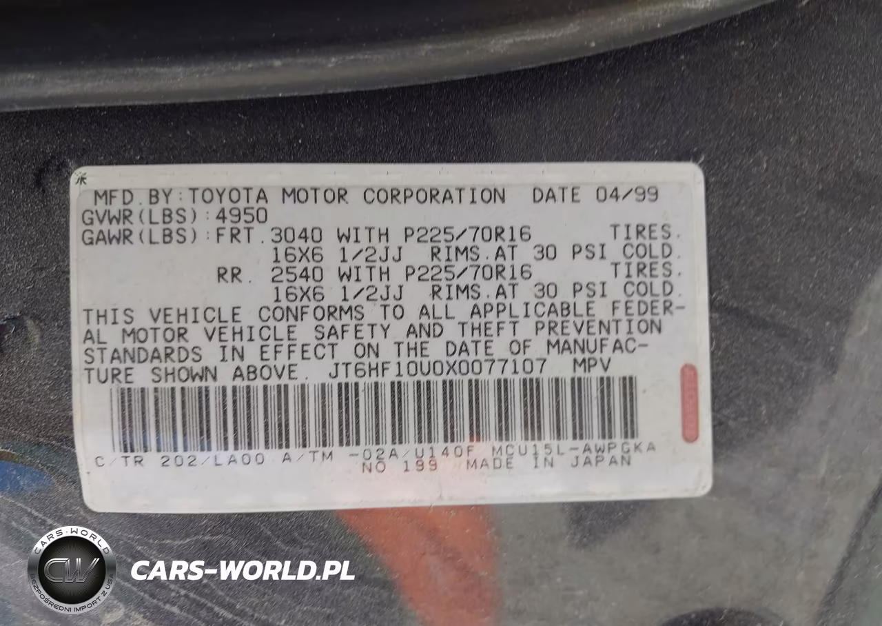 1999 Lexus Rx 300 VIN:JT6HF10U0X0077107 - 9