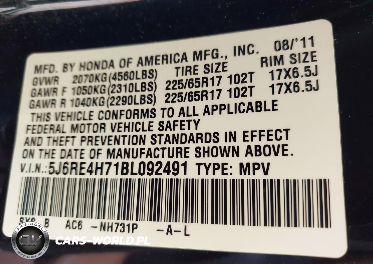 2011 Honda Cr-V Ex-L VIN:5J6RE4H71BL092491 - 9