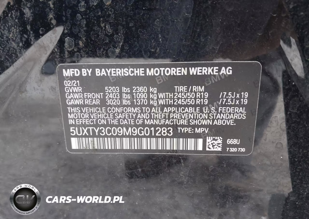 2021 BMW X3 Sdrive30I VIN:5UXTY3C09M9G01283 - 9