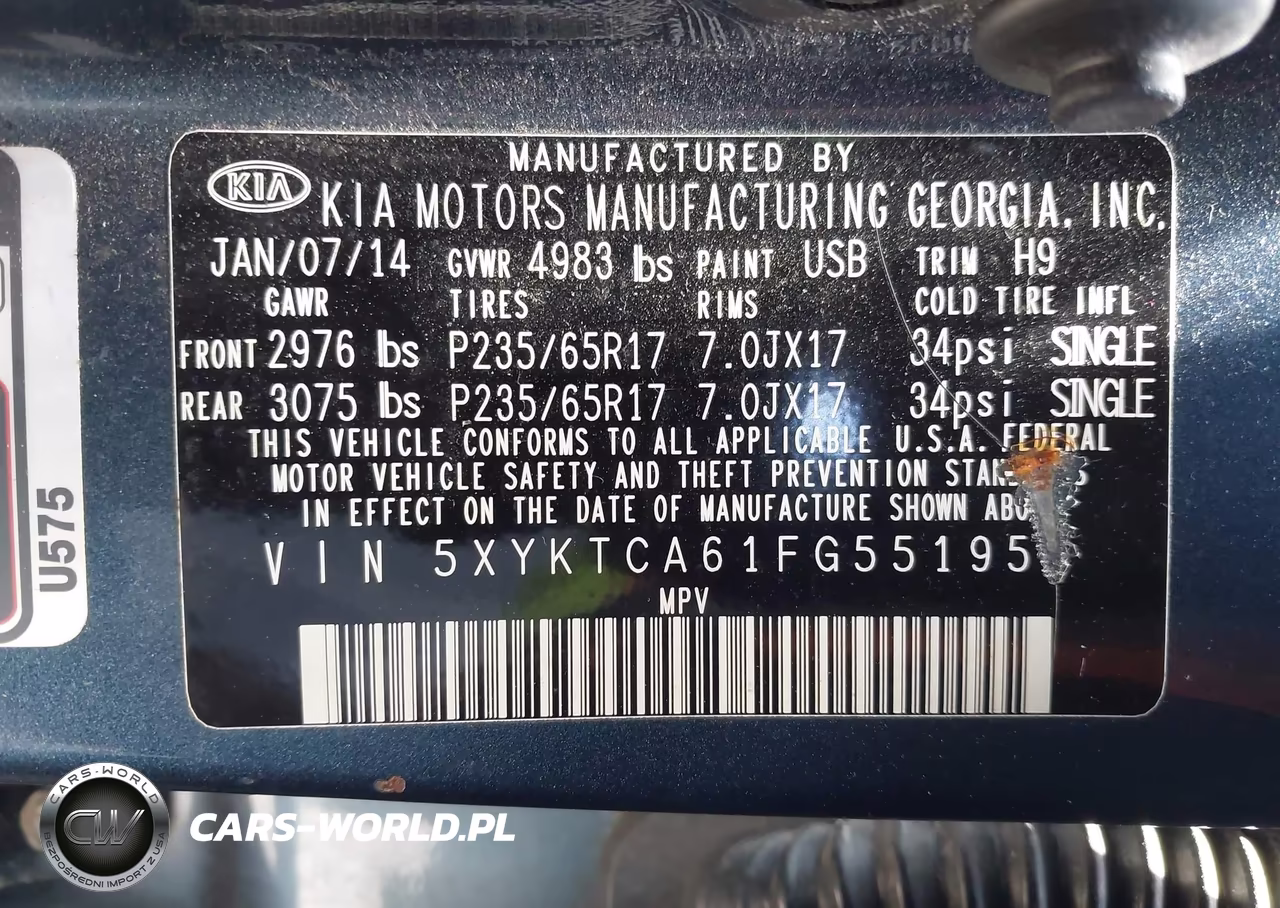 2015 Kia Sorento Lx VIN:5XYKTCA61FG551951 - 9