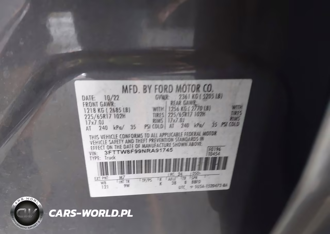 2022 Ford Maverick Xl VIN:3FTTW8F99NRA91745 - 9